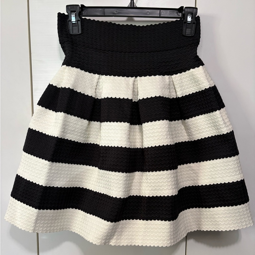 Anthropologie Black & White Striped Circle Skirt